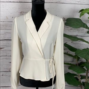 NWOT, Elegant Wrap-Around Cream Blouse, L
